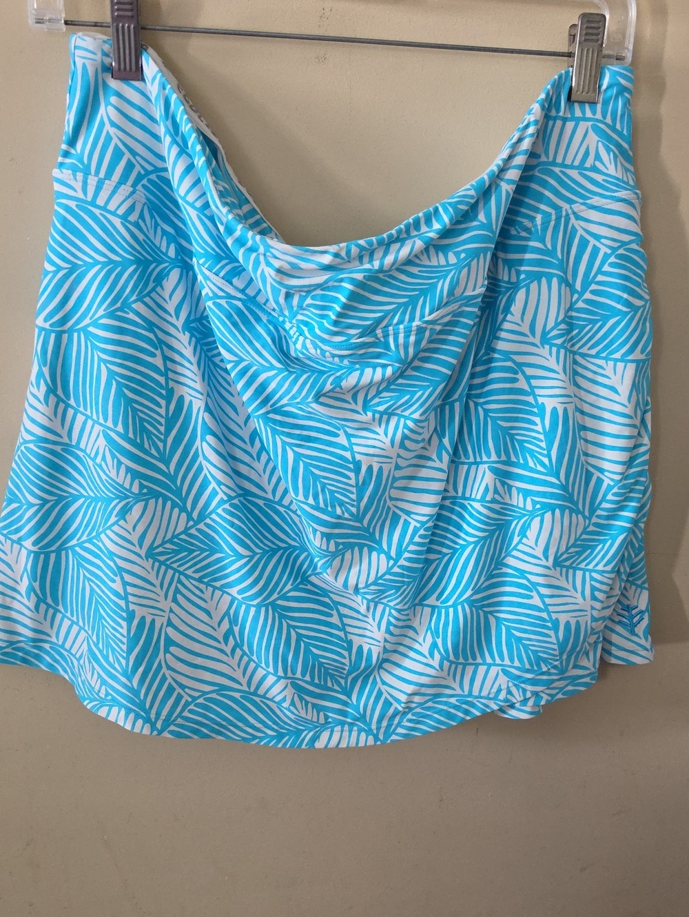 Coolibar Turquoise and White Leaf-Print Skort XL EUC